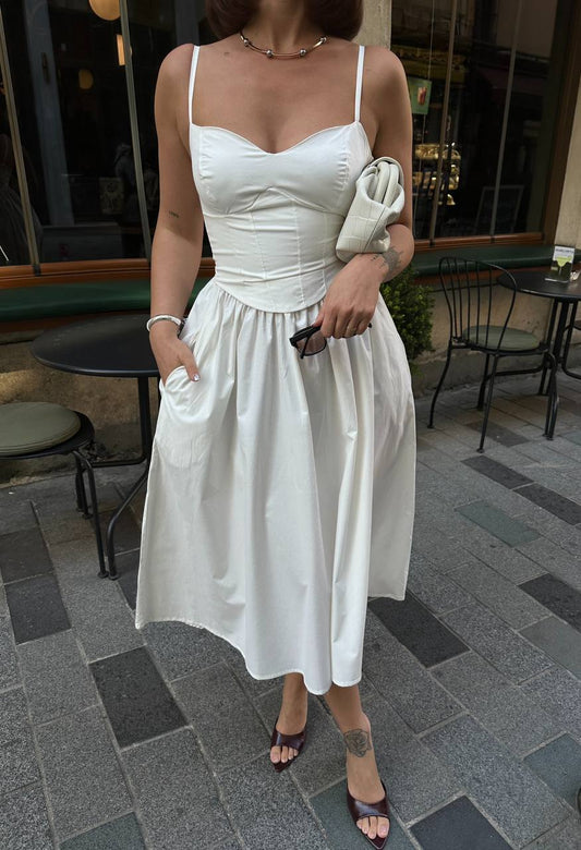 The Seraphina Sweetheart Corset Midi Dress - 1199-0